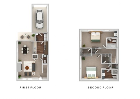 two bedroom townhome floor plan at The Bradford at Easton luxury apartments in Columbus, Ohio
